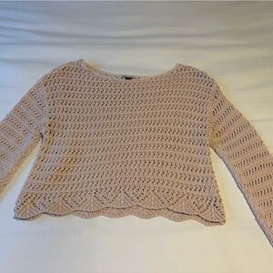 American Eagle Outfitters Crochet Off-the-Shoulder Sweater - Light Pink